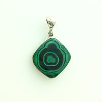 Malachite Banded Bright Green Gemstone in Sterling Silver Pendant