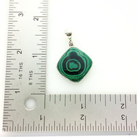 Malachite Banded Bright Green Gemstone in Sterling Silver Pendant
