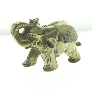 Pyrite Elephant Iron Fool's Gold Natural Handcarved Polished Carving Stone Art