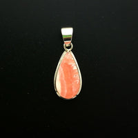 Rhodochrosite Bright Pink Banded Gemstone Argentina Sterling Silver Pendant