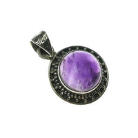 Amethyst Purple Quartz Natural Gemstone Sterling Silver Pendant
