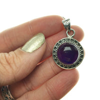 Amethyst Purple Quartz Natural Gemstone Sterling Silver Pendant