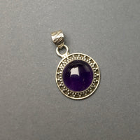 Amethyst Purple Quartz Natural Gemstone Sterling Silver Pendant
