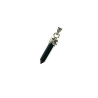 Black Onyx Miniature Crystal Point Sterling Silver Pendant
