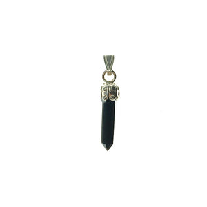 Black Onyx Miniature Crystal Point Sterling Silver Pendant