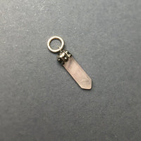 Rose Quartz Pink Miniature Crystal Point Sterling Silver Pendant
