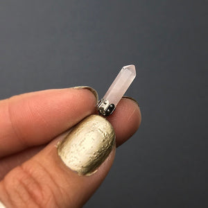 Rose Quartz Pink Miniature Crystal Point Sterling Silver Pendant