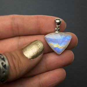 Moonstone Adularia Rainbow Goddess Avalon Gemstone Sterling Silver Pendant