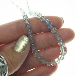 Labradorite Gemstone Round Bead Strand Sterling Silver Necklace by Josephine Grasso