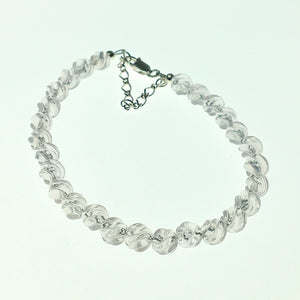 Rose Quartz Carved Gemstone Bead Sterling Silver Bracelet by Josephine Grasso