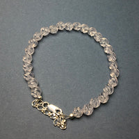 Rose Quartz Carved Gemstone Bead Sterling Silver Bracelet by Josephine Grasso

