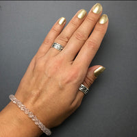 Rose Quartz Carved Gemstone Bead Sterling Silver Bracelet by Josephine Grasso
