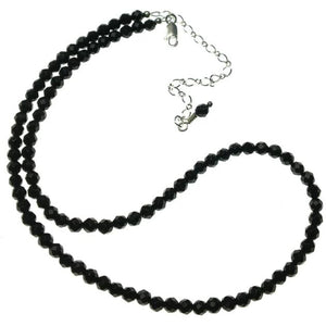 Black Onyx Faceted Gemstone Bead Strand Sterling Silver Necklace by Josephine Grasso