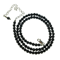 Black Onyx Faceted Gemstone Bead Strand Sterling Silver Necklace by Josephine Grasso
