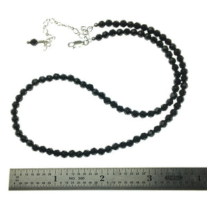 Black Onyx Faceted Gemstone Bead Strand Sterling Silver Necklace by Josephine Grasso