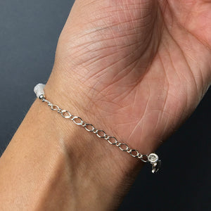 Moonstone Adularia Rainbow Gemstone Sterling Silver Bracelet by Josephine Grasso