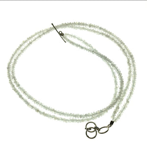 Moonstone Faceted Gemstone Bead Double Strand Sterling Silver Necklace by Josephine Grasso