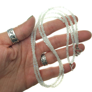 Moonstone Faceted Gemstone Bead Double Strand Sterling Silver Necklace by Josephine Grasso