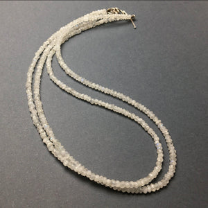 Moonstone Faceted Gemstone Bead Double Strand Sterling Silver Necklace by Josephine Grasso