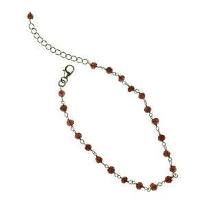 Garnet Red Faceted Gemstone Beaded Chain Sterling Silver Bracelet by Josephine Grasso