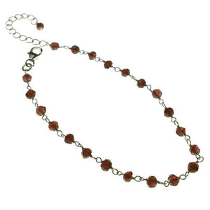 Garnet Red Faceted Gemstone Beaded Chain Sterling Silver Bracelet by Josephine Grasso