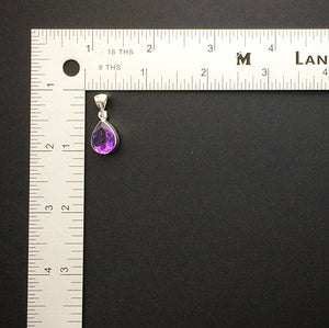 Amethyst Purple Quartz Faceted Natural Gemstone Sterling Silver Pendant