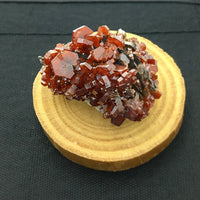 Vanadinite on Goethite over Barite Crystal Cluster Mounted Miniature Mineral Specimen (Mibladen, Morocco)
