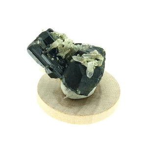 Epidote Crystals with tiny Quartz Crystals Cluster Mounted Miniature Mineral Specimen (Green Monster Mine, Alaska)