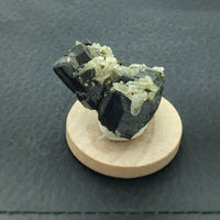 Epidote Crystals with tiny Quartz Crystals Cluster Mounted Miniature Mineral Specimen (Green Monster Mine, Alaska)