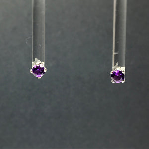 Amethyst African Purple Faceted Crystal Sterling Silver Stud Earrings
