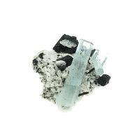 Aquamarine Schorl Black Tourmaline Unpolished Crystal Cluster Miniature Mineral Specimen (Erongo, Namibia)