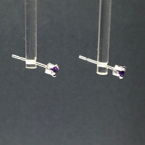 Amethyst African Purple Faceted Crystal Sterling Silver Stud Earrings