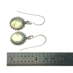 Labradorite Gemstone Round Sterling Silver Dangle Earrings