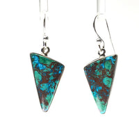 Chrysocolla Geometric Triangle Drop Sterling Silver Dangle Earrings
