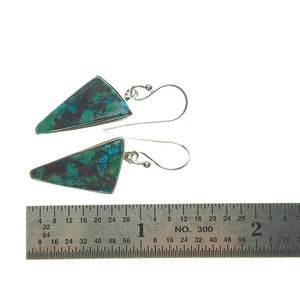 Chrysocolla Geometric Triangle Drop Sterling Silver Dangle Earrings
