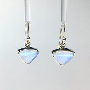 Moonstone Rainbow Triangle Drop Sterling Silver Dangle Earrings