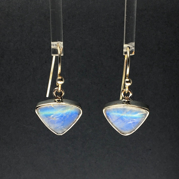 Faceted, Triangle store Rainbow Moonstone Dangle Drop Earrings In Sterling Silver