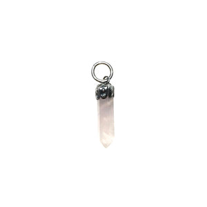 Rose Quartz Pink Miniature Crystal Point Sterling Silver Pendant