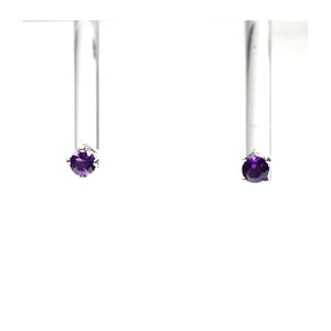Amethyst African Purple Faceted Crystal Sterling Silver Stud Earrings