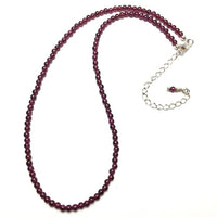Garnet Gemstone Round Bead Strand Sterling Silver Necklace by Josephine Grasso