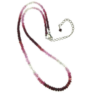 Ruby Variegated Faceted Gemstone Bead Strand Sterling Silver Necklace by Josephine Grasso