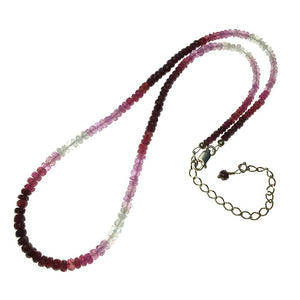 Ruby Variegated Faceted Gemstone Bead Strand Sterling Silver Necklace by Josephine Grasso