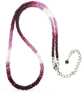 Ruby Variegated Faceted Gemstone Bead Strand Sterling Silver Necklace by Josephine Grasso