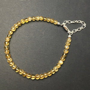 Citrine Round Gemstone Bead Sterling Silver Bracelet by Josephine Grasso