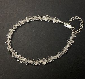 Herkimer Diamond Quartz DT Raw Crystals Gemstone Bead Sterling Silver Bracelet by Josephine Grasso