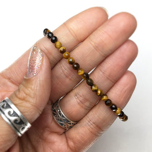 Tiger Eye Faceted Gemstone Bead Sterling Silver Bracelet by Josephine Grasso