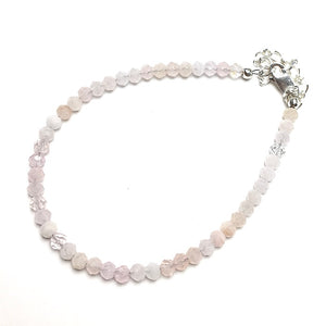 Morganite Faceted Gemstone Bead Sterling Silver Bracelet by Josephine Grasso