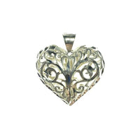 Heart Shaped Filigree Open Design Sterling Silver Pendant