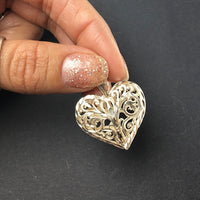 Heart Shaped Filigree Open Design Sterling Silver Pendant
