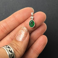 Emerald Green Gem Faceted Oval Natural Gemstone Sterling Silver Pendant